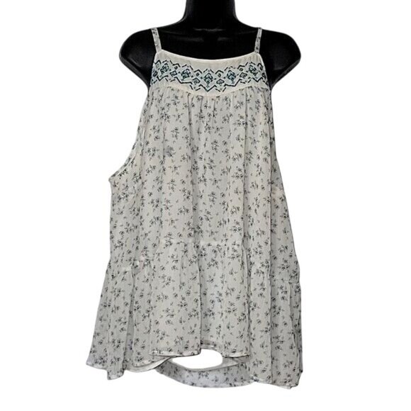 TORRID Plus size 4X Floral Print Sleeveless Tank Top Embroidered‎ beaded sexy - Picture 1 of 7